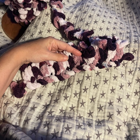 Handmade Women’s/Junior’s Winter Hat With Loopy Pom-Pom - Variegated Purple - Picture 7 of 9